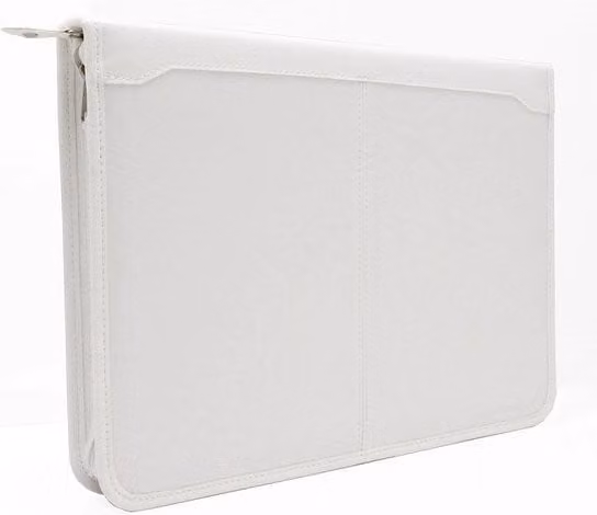 Portafoglio A4 in pelle sintetica PU con chiusura zip, colore bianco