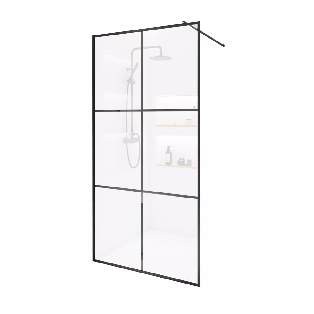 Home Deluxe - Cabina doccia - BAKI - larghezza: 130 cm, telaio nero, vetro trasparente, look 6-louvre - vetro temperato di sicurezza 10 mm I Cabina doccia, box doccia, porta doccia