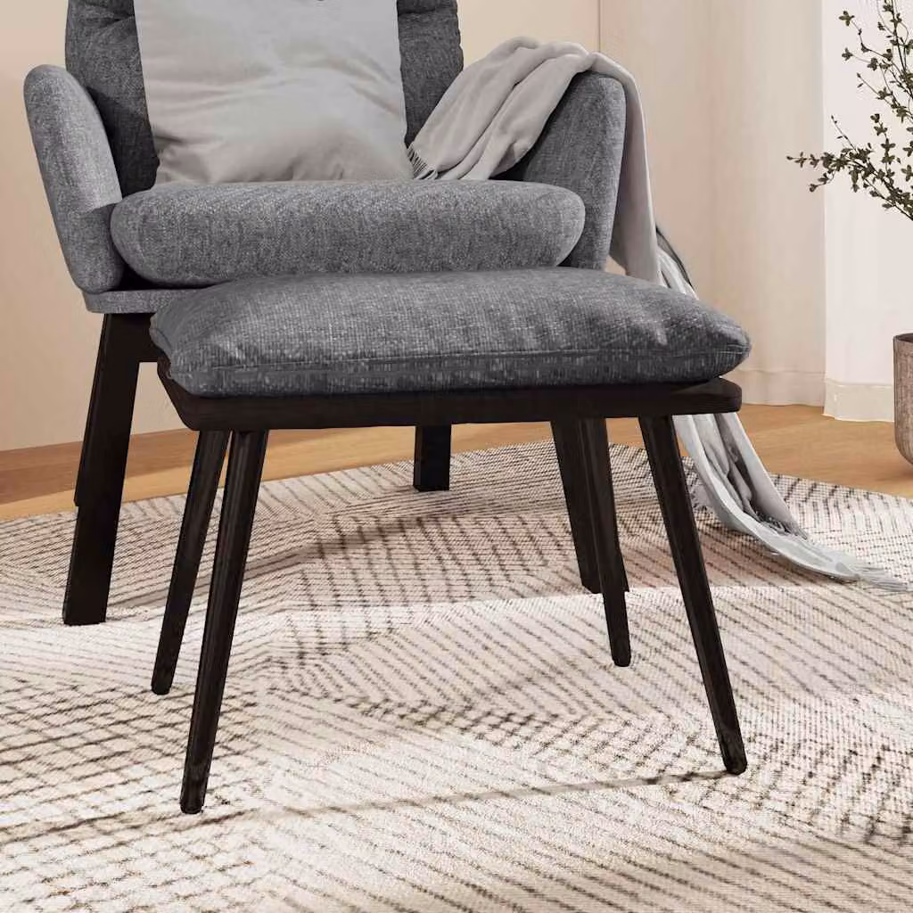 Sgabello moderno vidaXL Grigio con struttura in metallo, in tessuto e similpelle, L 45 cm x P 29,5 cm x H 35 cm