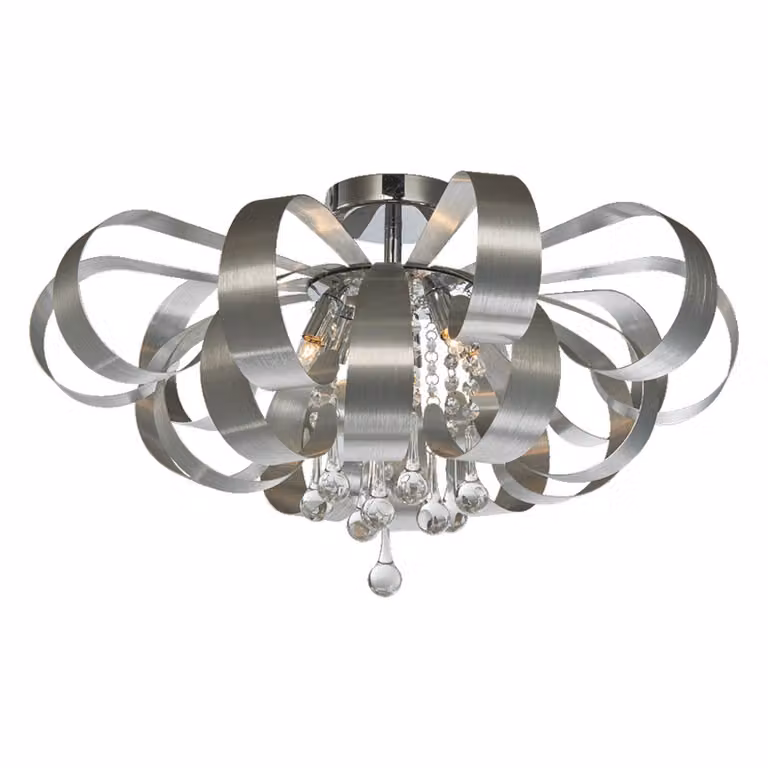 Plafoniera RIBBON CRYSTAL 6xG9/33W, argento/chiaro, Ø: 60 H: 34 cm, attacco G9