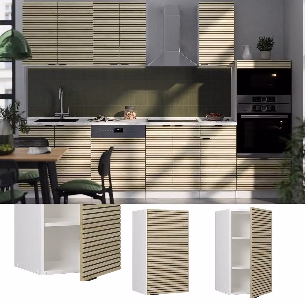 Pensile da cucina Vicco Fame-Line in legno quercia e bianco con ante a battente e ripiani interni L: 40 cm, H: 72 cm, P: 34,1 cm – 2