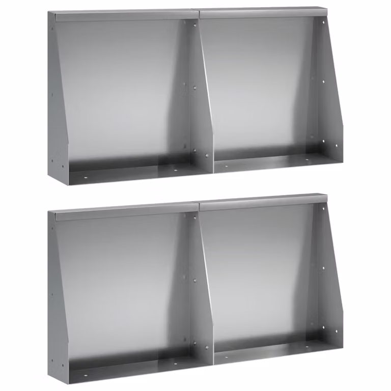 Set di 4 pezzi muro di contenimento per aiuole rialzate vidaXL in acciaio zincato argento L/P/H: 40 x 12 x 40 cm