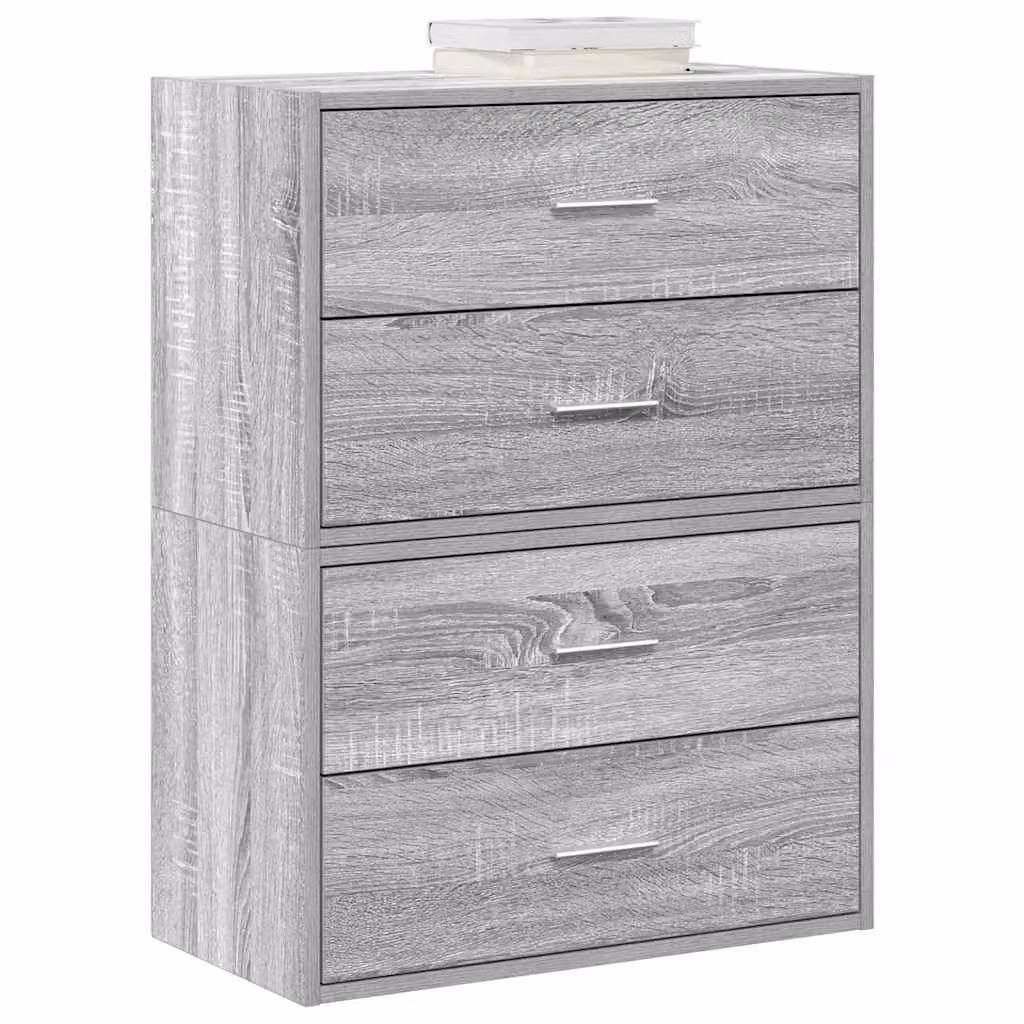 Set di 2 armadi con 4 cassetti vidaXL in stile moderno, colore Grigio Sonoma, L 60 cm x P 31 cm x H 40 cm