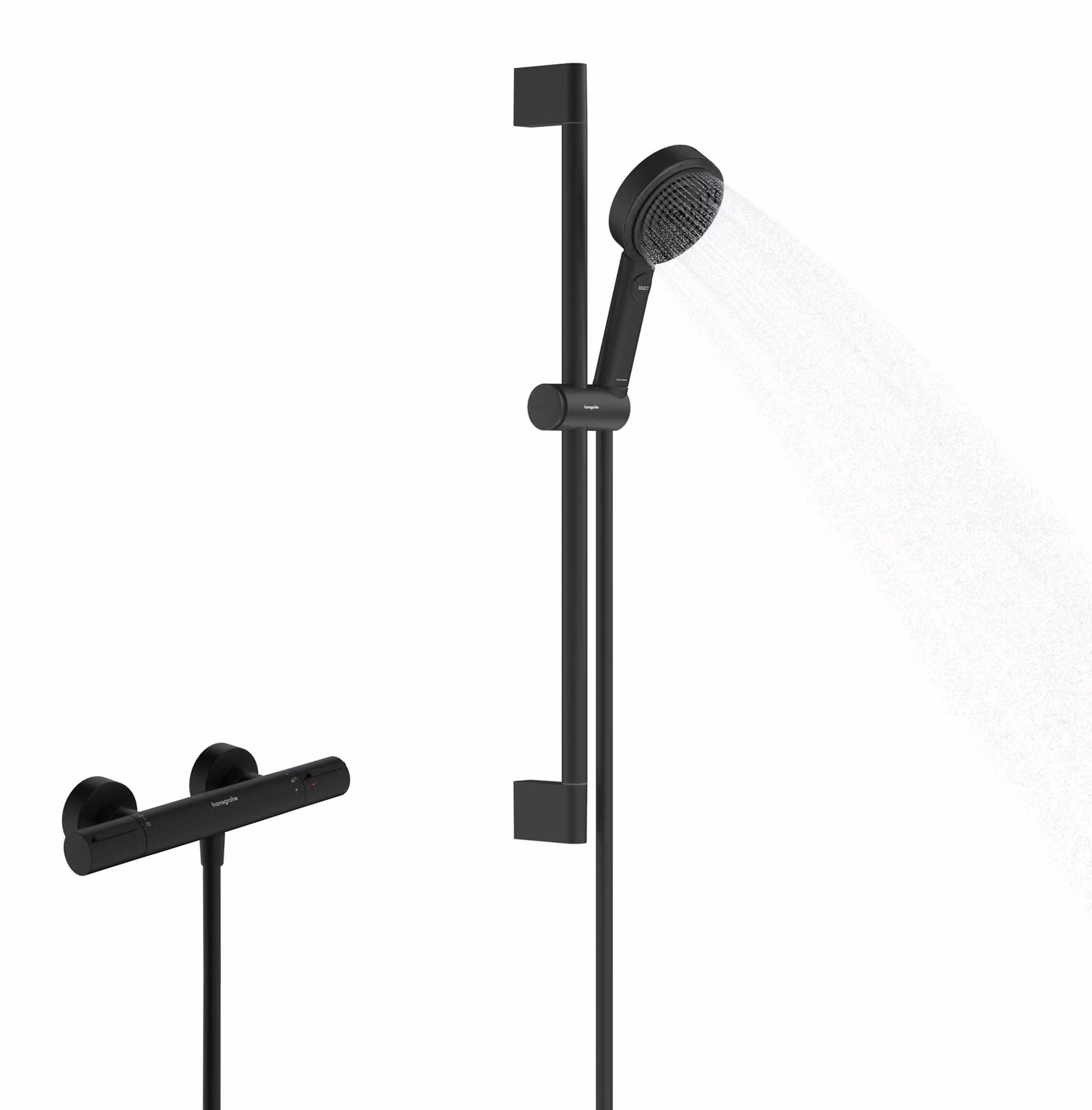 hansgrohe Pulsify Select S set de douche 105, 3jet Relaxation, élément Ecostat, EcoSmart, barre de douche 650mm, 24272670, 24272670