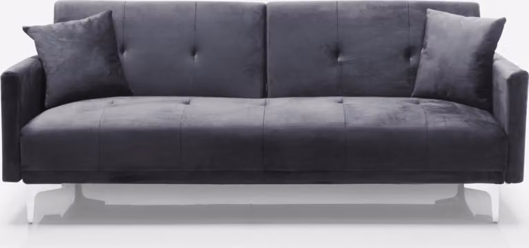 divano letto a 3 posti in tessuto vellutato dal design moderno Villolus - Grigio scuro