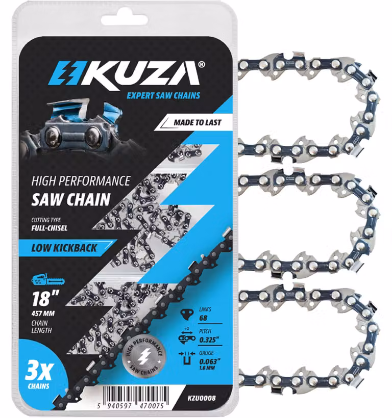 Set di 3 catene per motosega da 18 pollici, realizzate in acciaio tedesco resistente