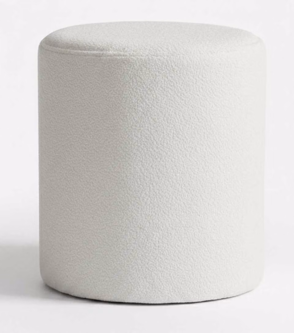Pouf in stile moderno, colore beige, nuovo, morbido, in tessuto, comodo, in legno, per camera da letto
