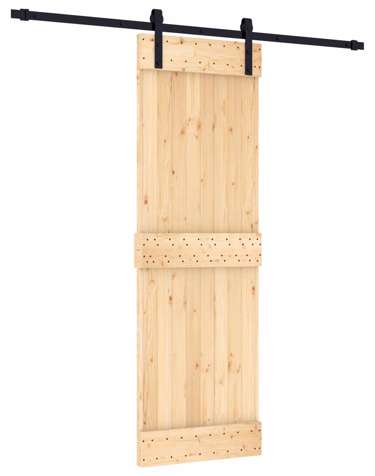 Porta scorrevole Naturale e Nero 70 x 210 cm