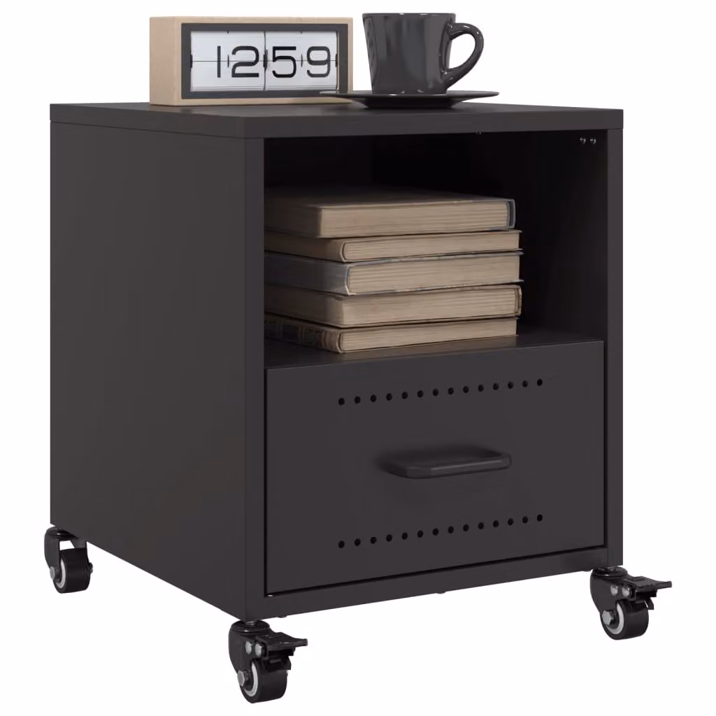 Set di 2 comodini vidaXL neri in metallo opaco L: 36 cm, P: 39 cm, H: 43,5 cm