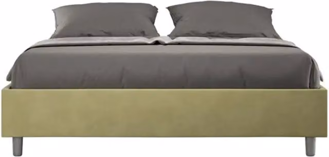 Letto matrimoniale contenitore doppia alzata imbottito 160x210 microfibra tè verde Azelia