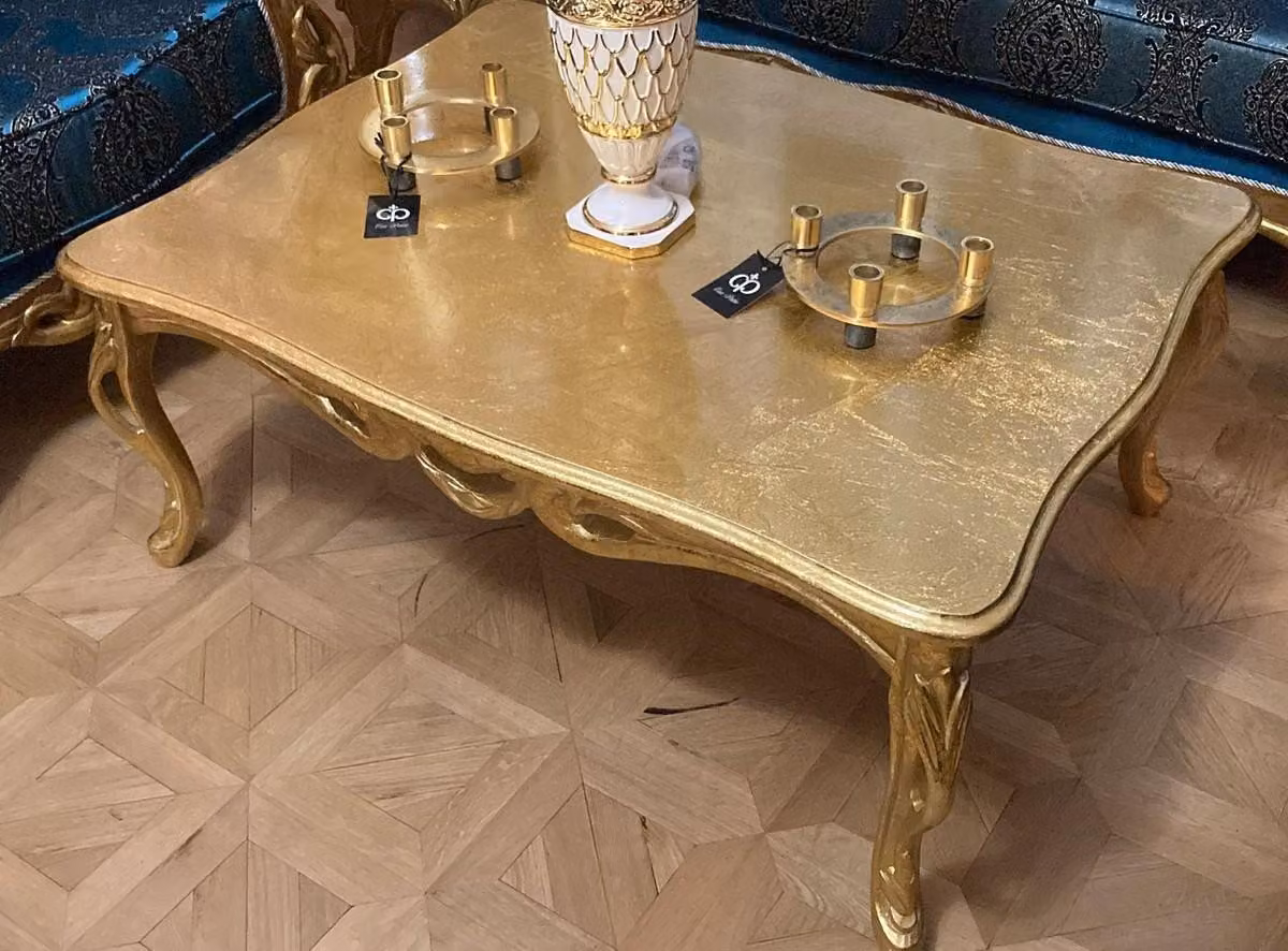Casa Padrino Tavolino barocco oro antico - Tavolo da salotto rettangolare in legno massiccio in stile barocco - Mobili barocchi - Mobili in stile barocco - Arredamento barocco - Nobile e magnifico