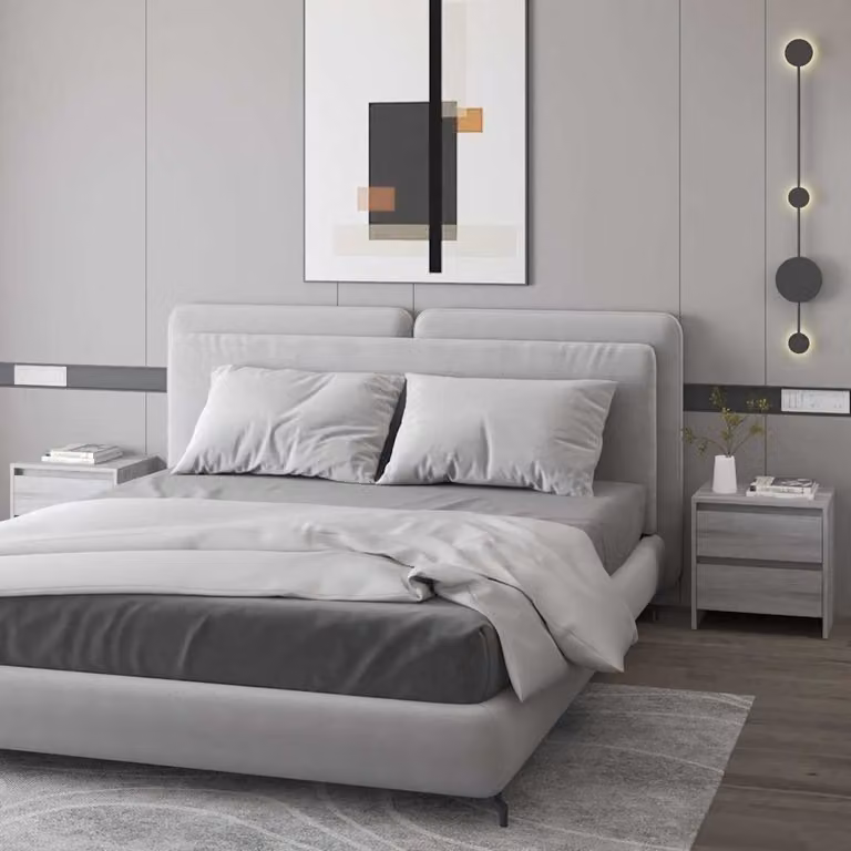 Set di 2 comodini vidaXL moderni in MDF colore grigio, L: 45 cm, P: 34,5 cm, H: 44,5 cm