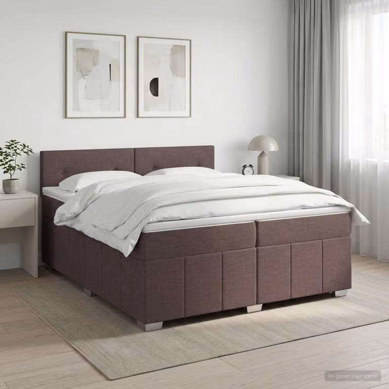 vidaXL Letto box spring con materasso a molle insacchettate Marrone e Bianco 200 x 200 cm