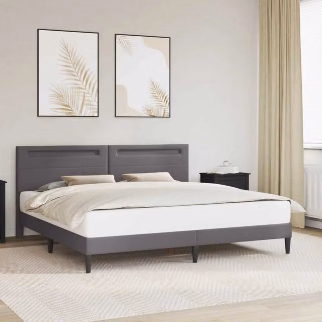 Struttura del letto con testiera-Giroletto Grigio 200 x 200 cm Similpelle 329145