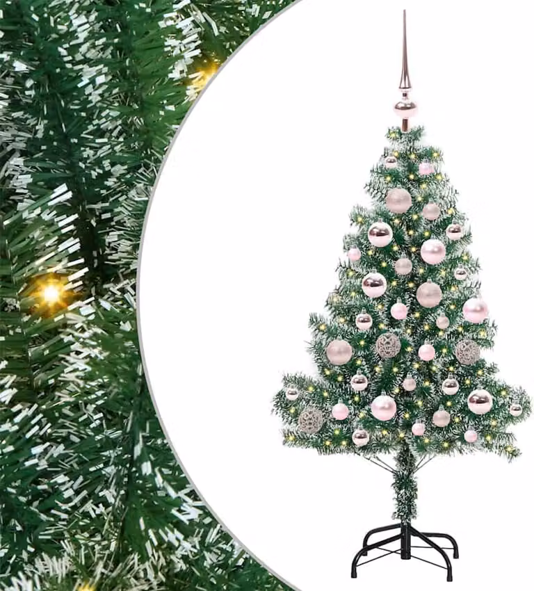 Albero di Natale Artificiale Imbiancato con Luci LED 120 cm