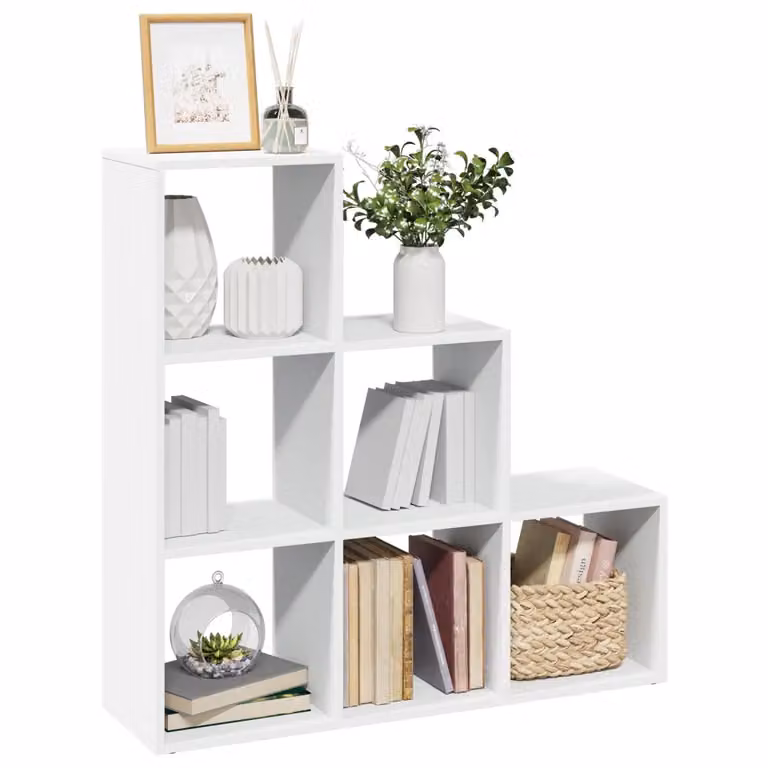 vidaXL Libreria divisoria a 3 ripiani bianca in legno MDF L: 99 cm, P: 29 cm, H: 99 cm