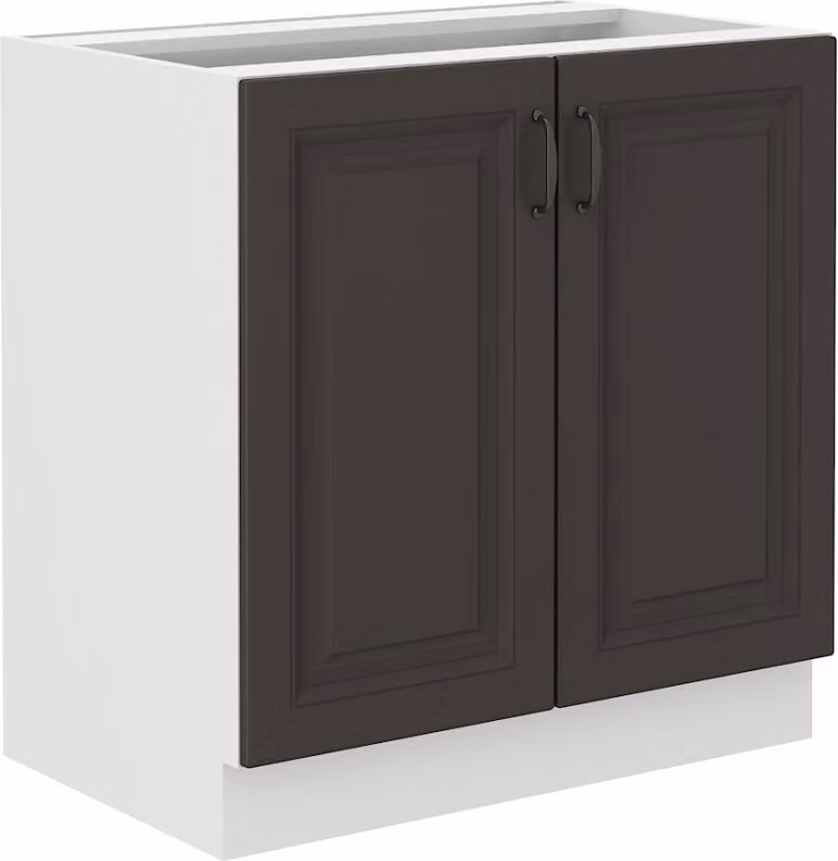 Armadietto inferiore a doppia anta SOPHIA - larghezza 80 cm, grigio scuro / bianco
