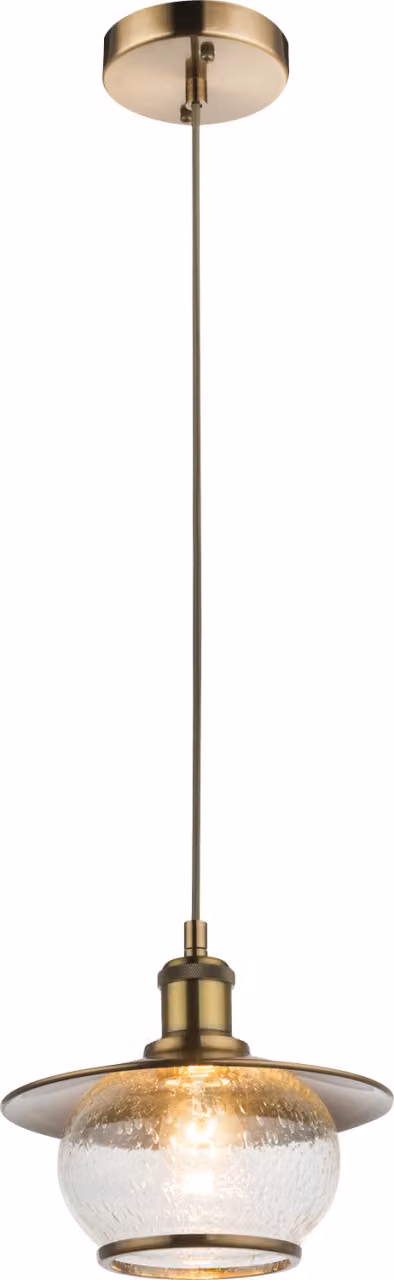 Globo Lighting lampada a sospensione in metallo color bronzo, vetro, cavo PVC marrone, ø: 220mm, H: 1200mm, escl. 1x E27 60W 230V