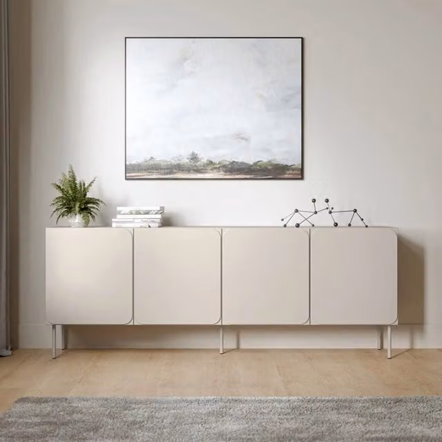 Madia Canino DMORA Credenza Moderna con 2 Ripiani Beige L: 200 cm, P: 42 cm, H: 75 cm – 1