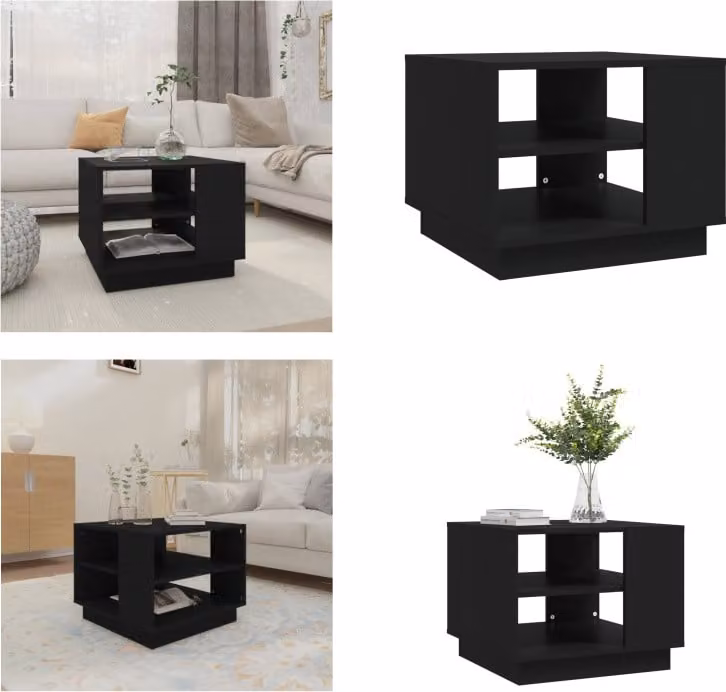vidaXL Tavolino nero 55x55x43 cm in legno - Tavolino da caffè - Tavoli da caffè - Tavolo da soggiorno - Tavolo da divano