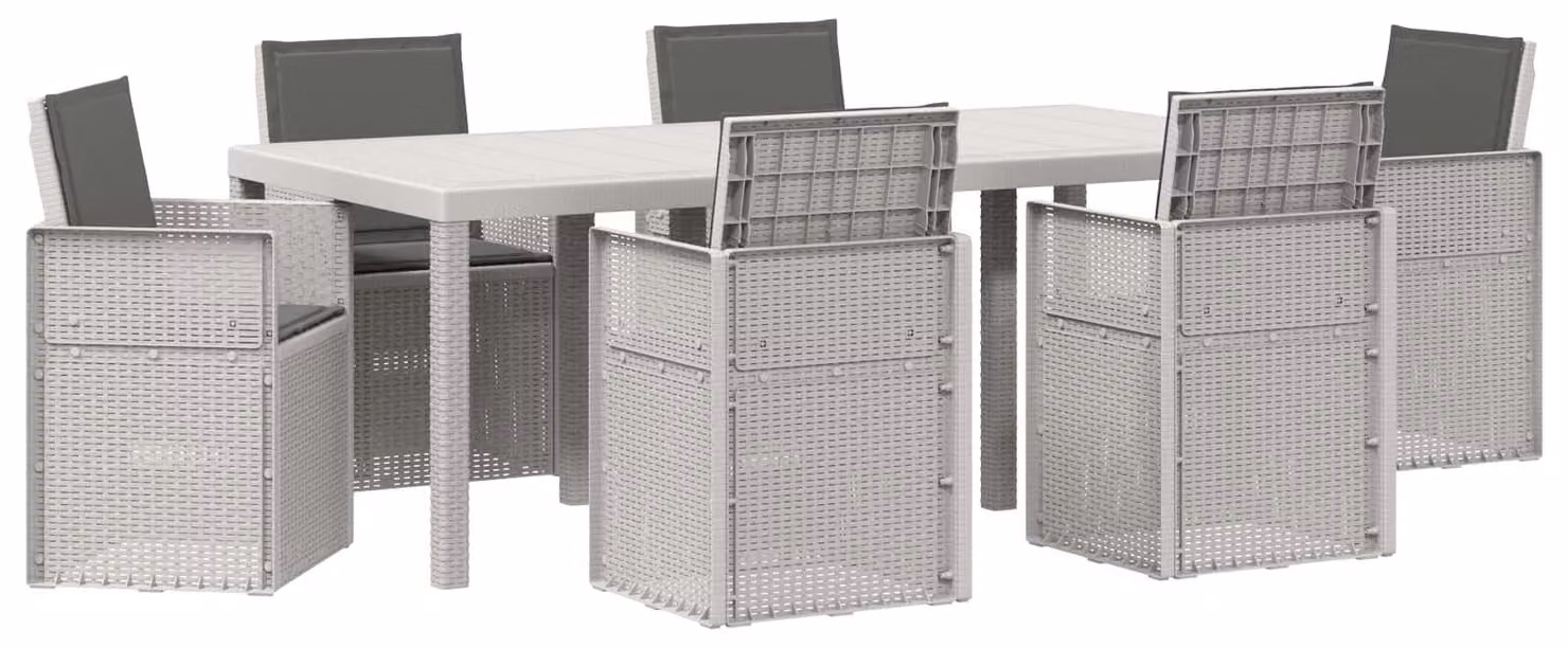 Set da Pranzo per Giardino 7 pcs Bianco e Antracite PP
