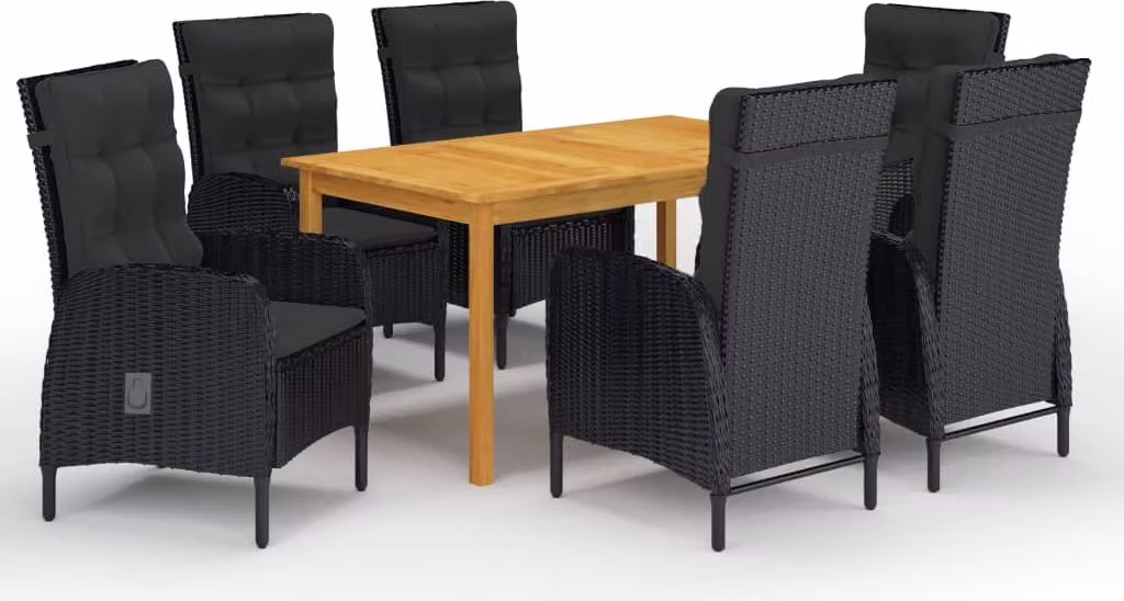 The Living Store Set da pranzo da giardino 7 pezzi nero