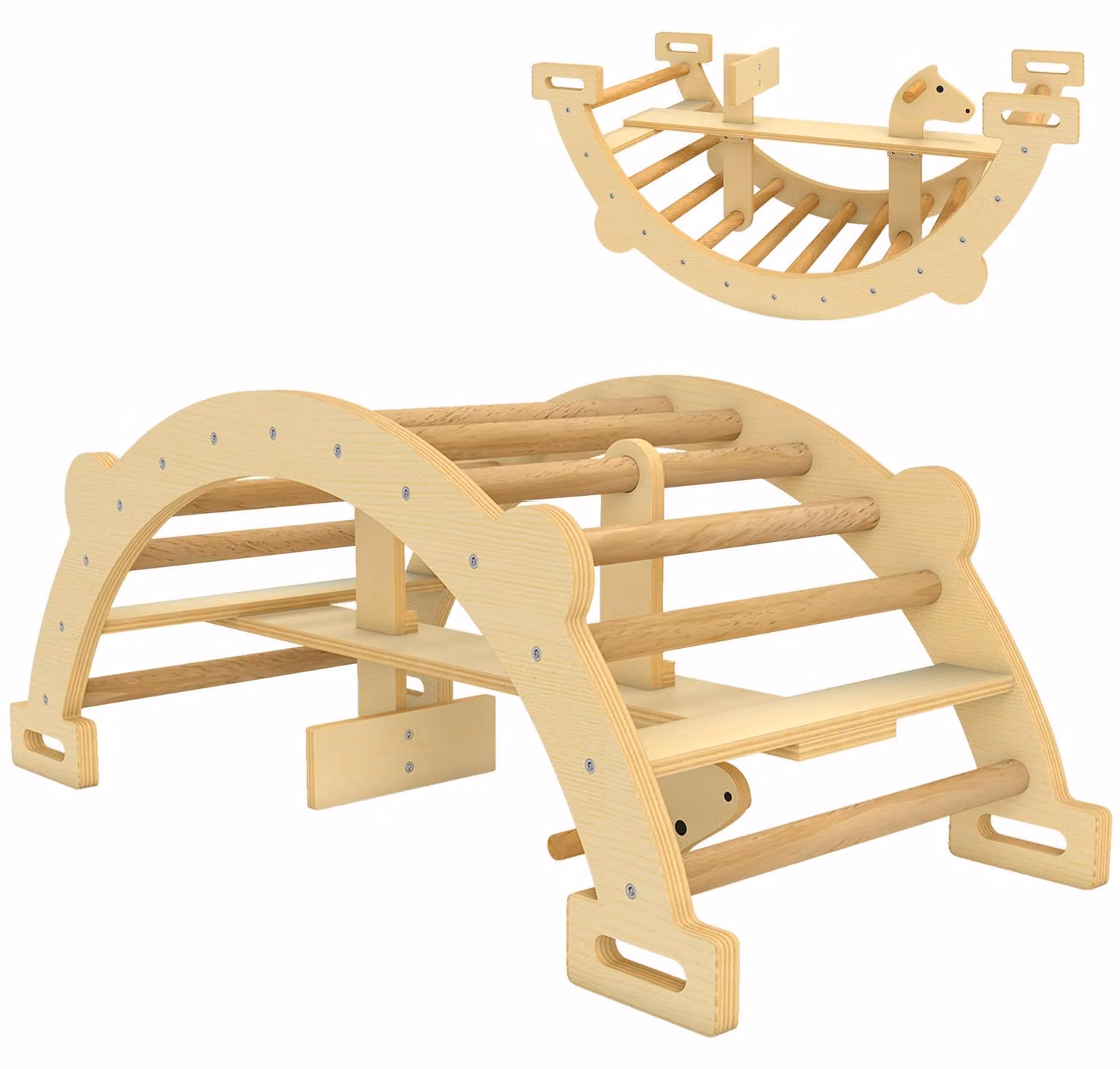 Struttura da arrampicata Montessori 2-in-1 per bambini | Colore: Marrone | Dimensioni: 52x110x45 cm