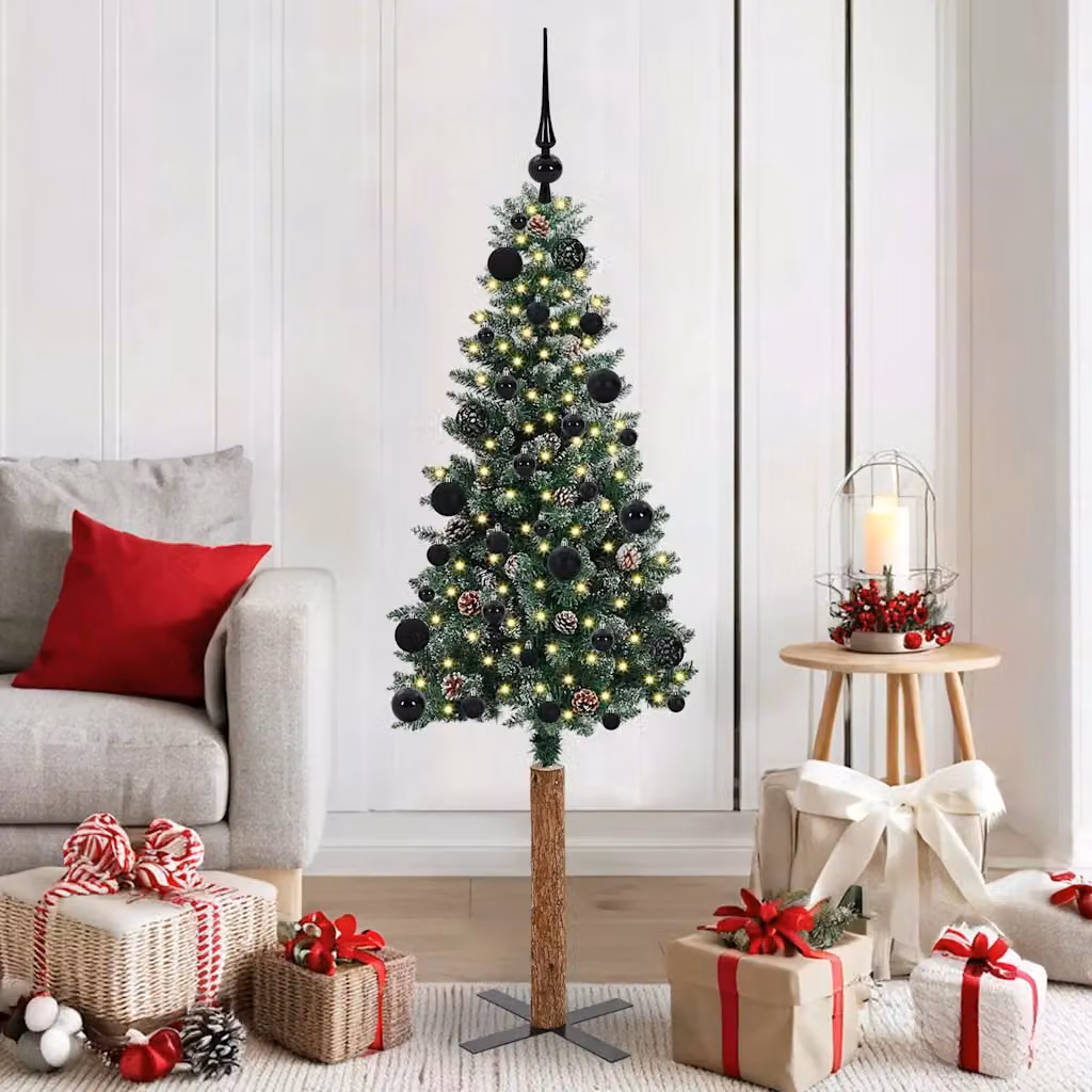 Albero di Natale snodato moderno vidaXL verde con luci LED bianco caldo, Altezza: 150 cm