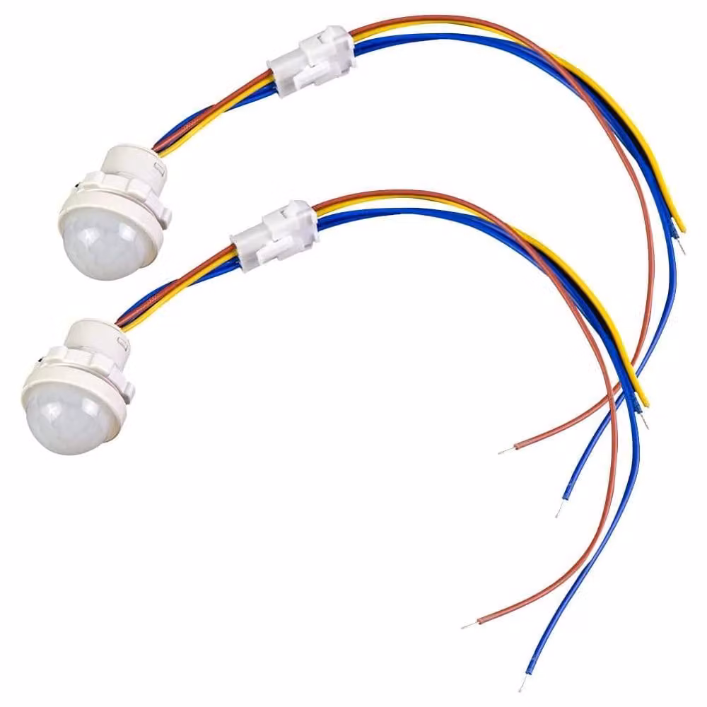 Sensore di movimento mini, 110V/220V, tecnologia PIR a infrarossi, interruttore, confezione da 2 pezzi