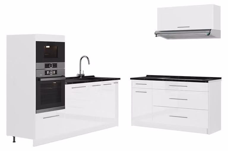 Cucina Vicco Fame-Line Bianco lucido/Bianco 340 cm, PL Antracite, Model 63941