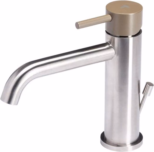 Rubinetto Miscelatore Monocomando Lavabo con Scarico in Acciaio Inox Maniglia Deserto