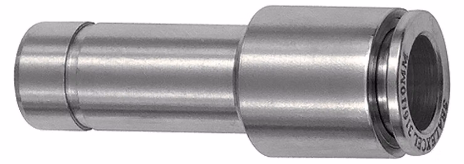 Raccordo diritto Riegler, nipplo 10 mm, rosso, tubo Ø 6, ES1.4404