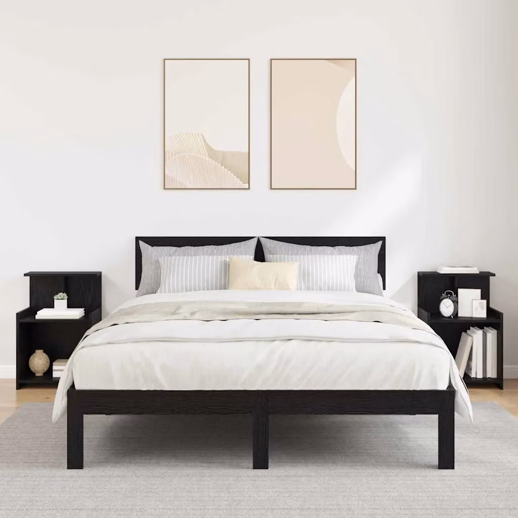 Set di 2 Armadi da Notte Moderni vidaXL in MDF Nero Opaco L 40 cm x P 35 cm x H 60 cm