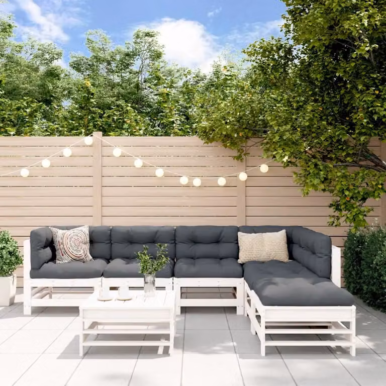 Maison Exclusive - Set Salotto da Giardino 7 pz Bianco in Legno Massello di Pino
