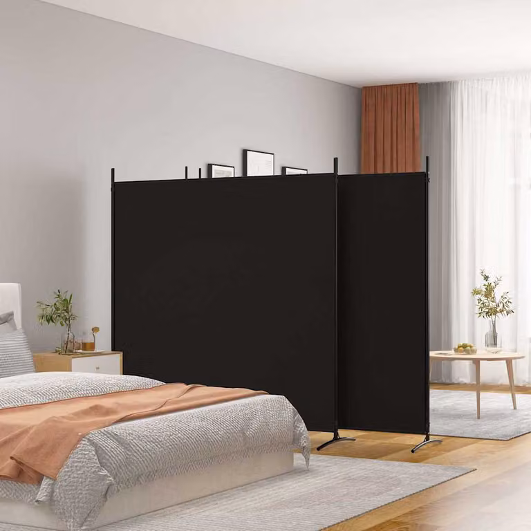 Divisorio a 4 Pannelli vidaXL Nero in Tessuto, L: 698 cm, H: 180 cm
