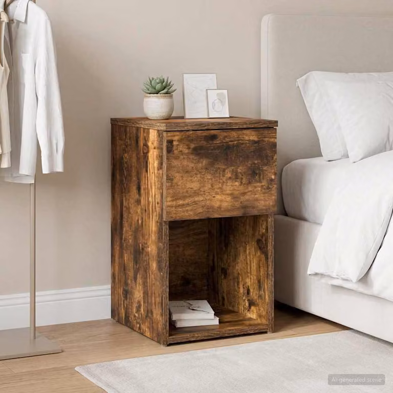 Armadietto per letto vidaXL in Rovere Fumo, L 29 cm x P 31,5 cm x H 49 cm