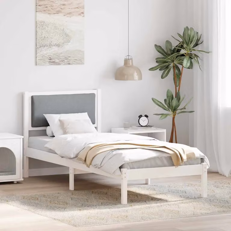 Struttura del letto vidaXL in pino massello grigio e bianco, L 200 x L 80 cm