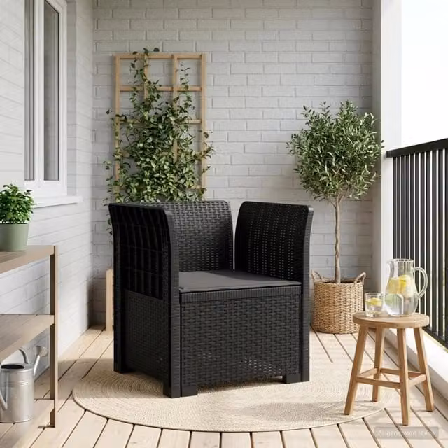 Poltrona singola moderna vidaXL in rattan effetto antracite per giardino e balcone