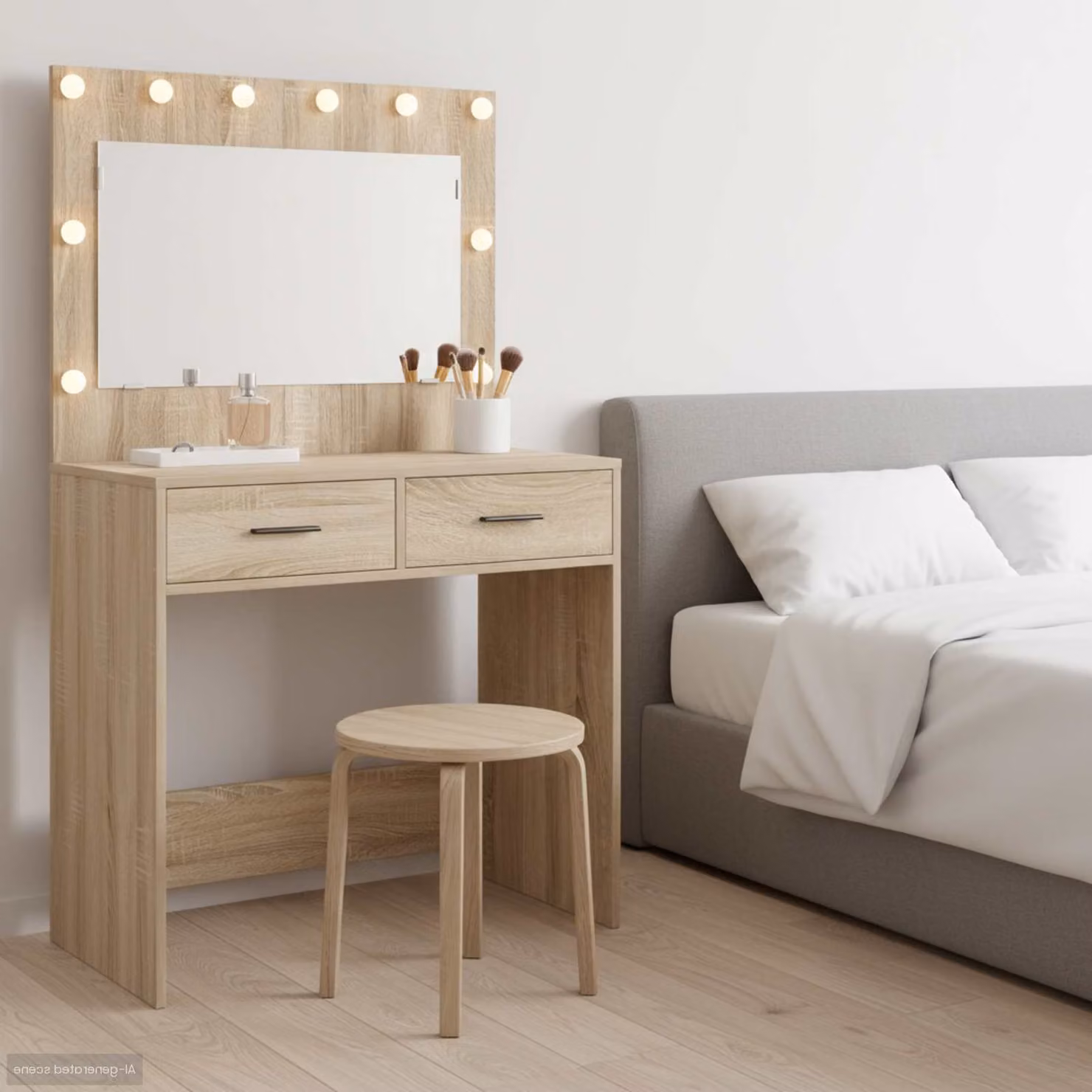 vidaXL Tavolo da Trucco Moderno in Rovere, Colore Marrone, L/P/H: 78,5 x 41 x 135 cm