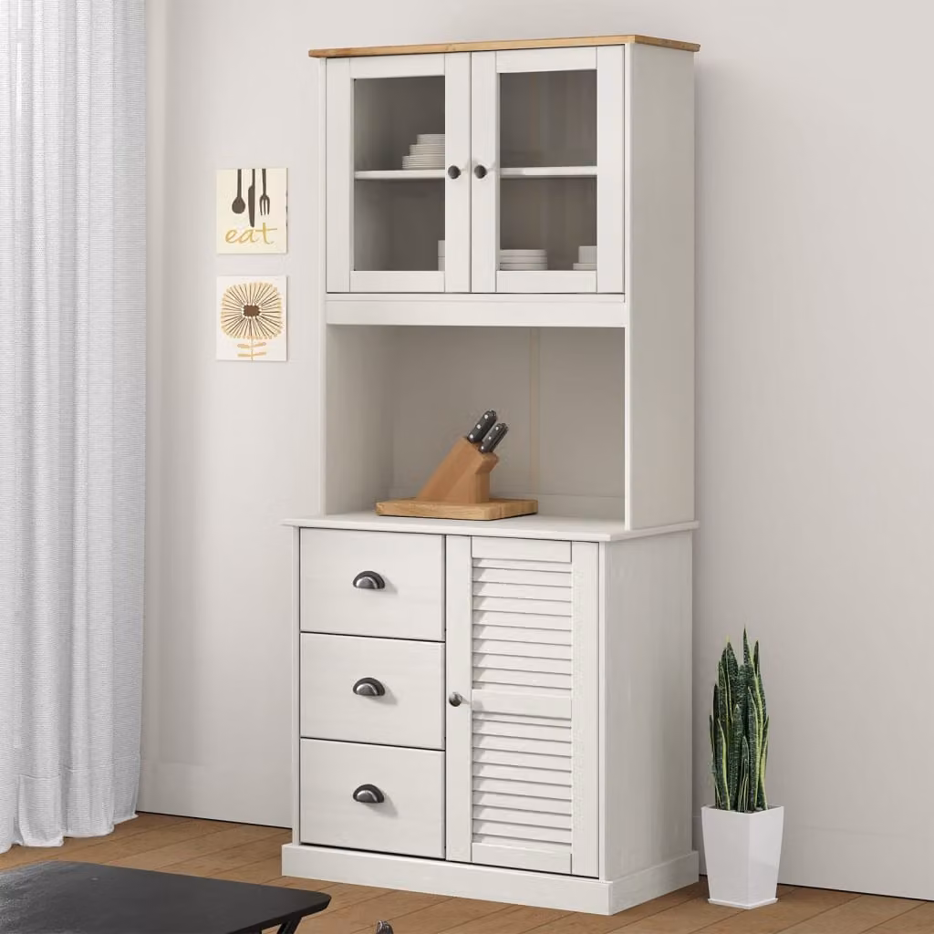 vidaXL Comò VIGO Bianco in Legno Massello di Pino, L: 78 cm, P: 30 cm, H: 100 cm
