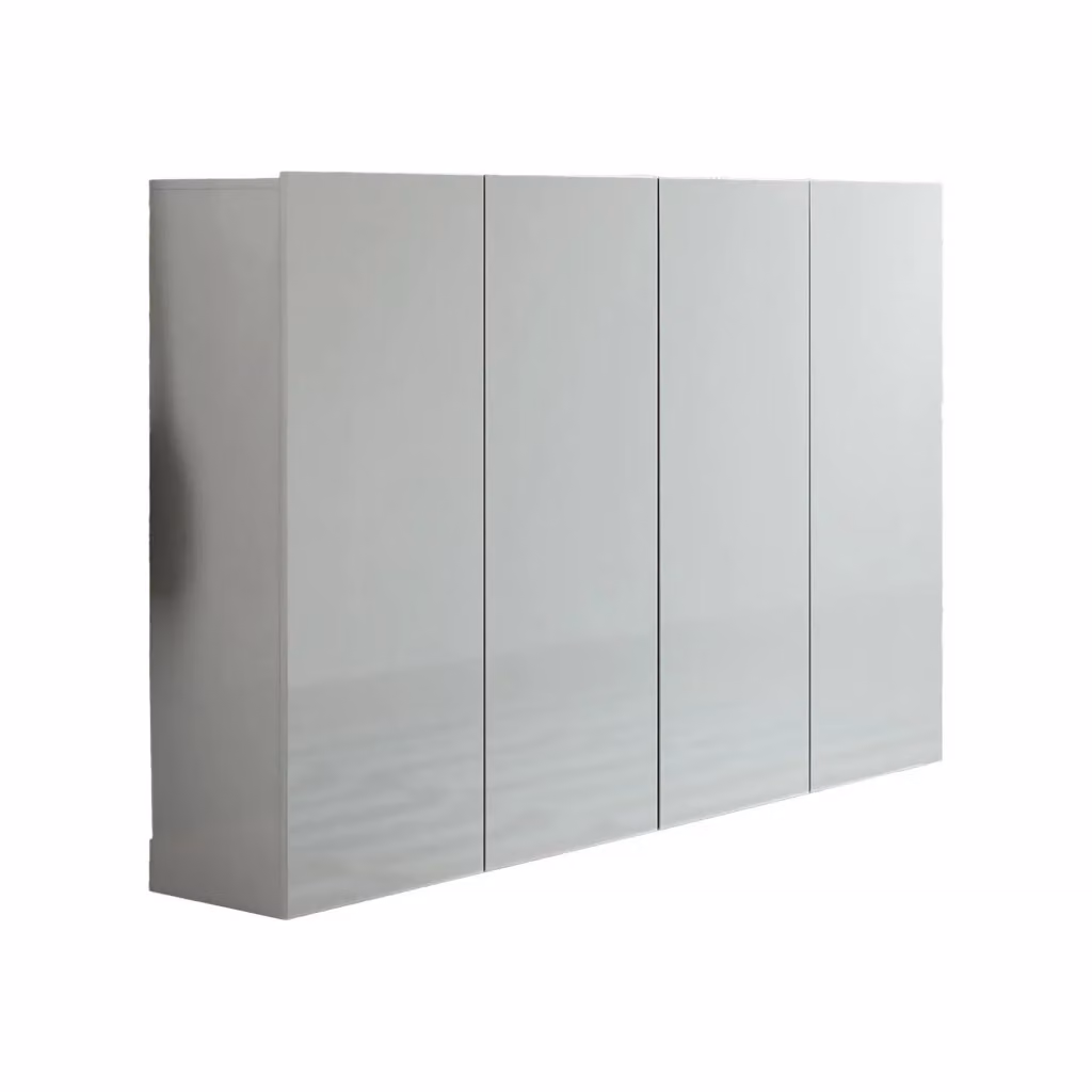 Scarpiera Abdul DMORA, Armadio da ingresso moderno con ante a battente, Grigio lucido, L: 160 cm, P: 34 cm, H: 115 cm – 2