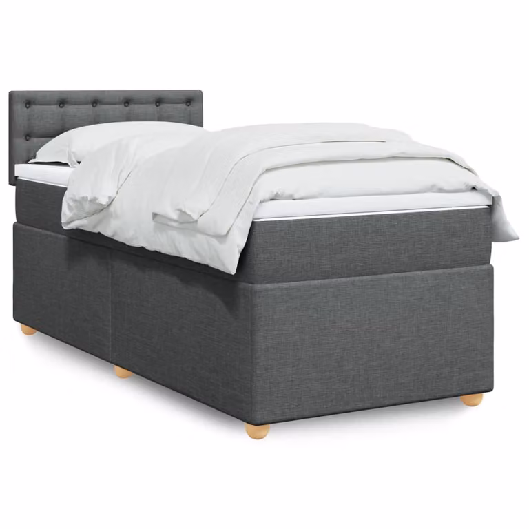 vidaXL Letto Ibrido con Materasso e Struttura Imbottita in Tessuto Grigio e Bianco, L/P/H: 90 x 200 cm