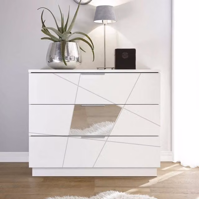Cassettiera Nilam DMORA Bianca per camera da letto e soggiorno L 104 x P 45 x H 85 cm