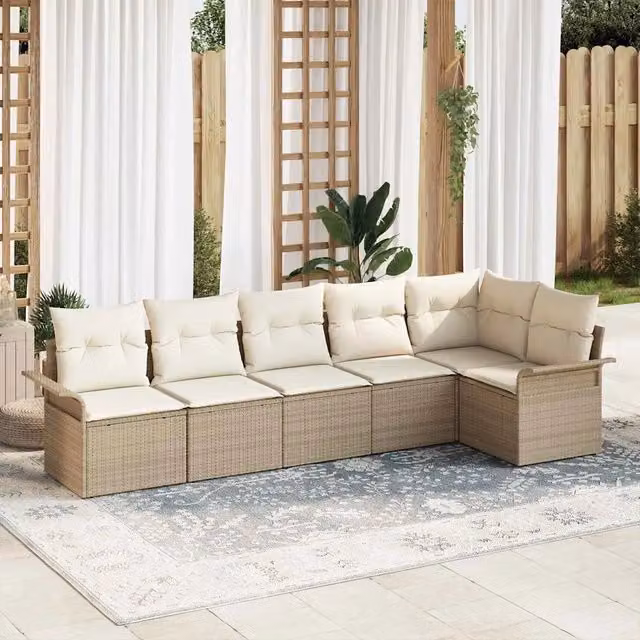 Set Divano da Giardino 6 pz Beige polyrattan 3354050