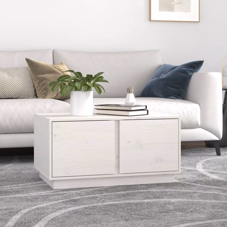 Maison Exclusive - Tavolino bianco 80x50x40 cm in legno massello di pino