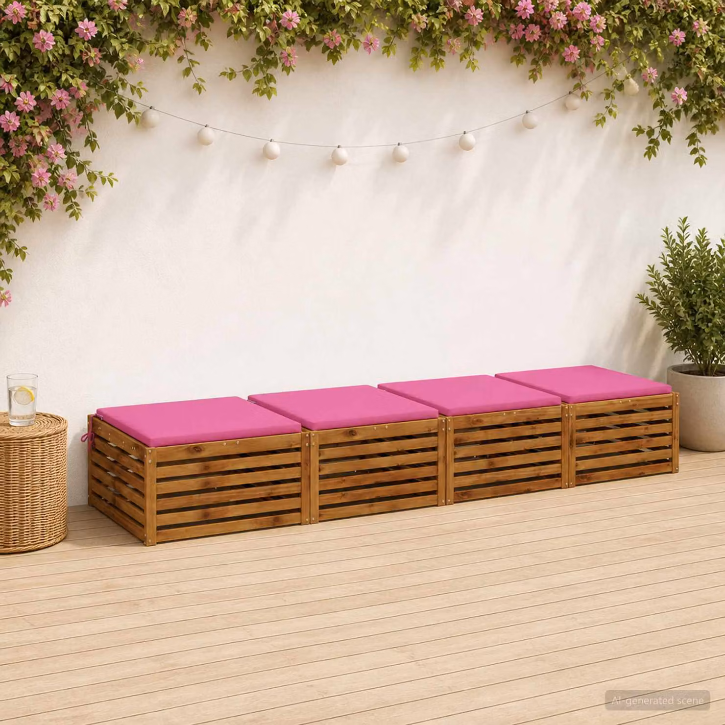 Set di 4 cuscini per sedia vidaXL SOEST in poliestere rosa con rivestimento lavabile e resistente ai raggi UV