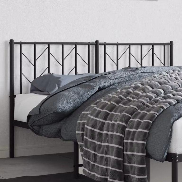 Testiera di ricambio in metallo vidaXL nera con design geometrico per letto 150x200 cm