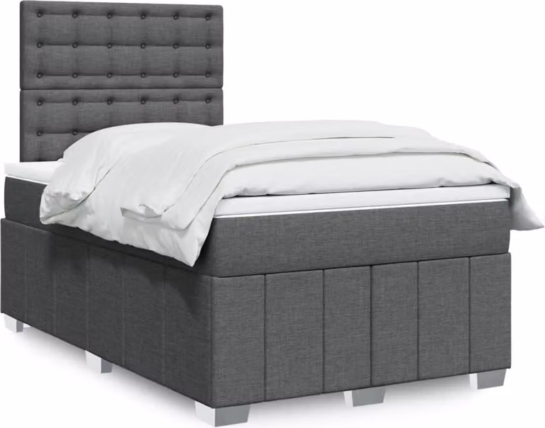 Maison Exclusive - Giroletto a Molle con Materasso Grigio Scuro 120x190cm Tessuto