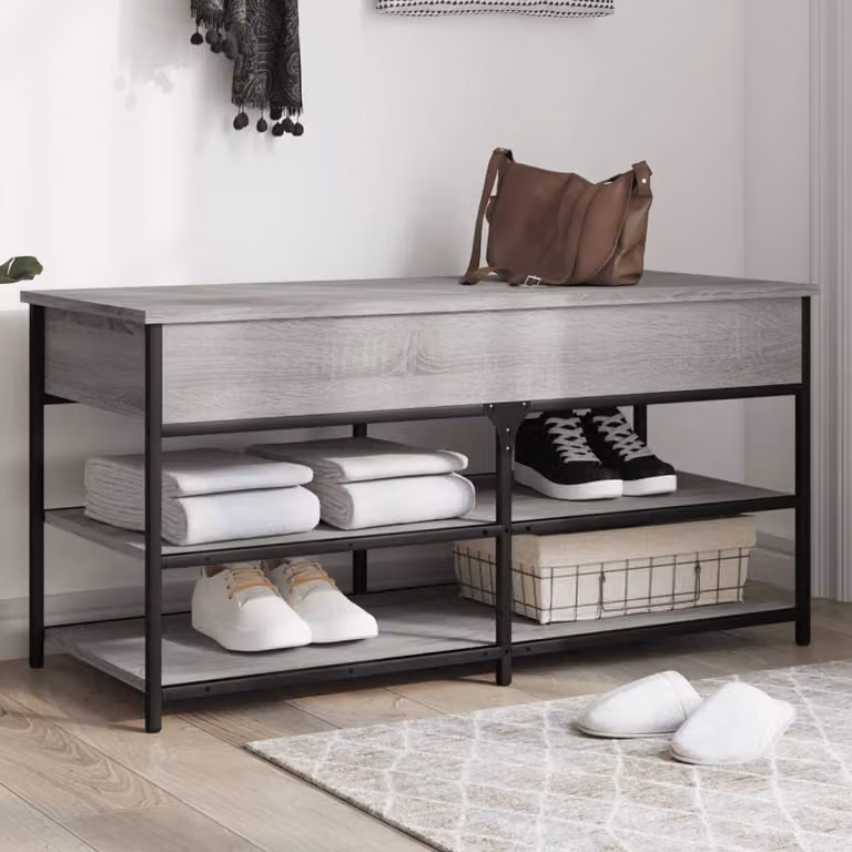 Panca porta scarpe vidaXL in legno multistrato Grigio Sonoma L: 100 cm, P: 42,5 cm, H: 50 cm