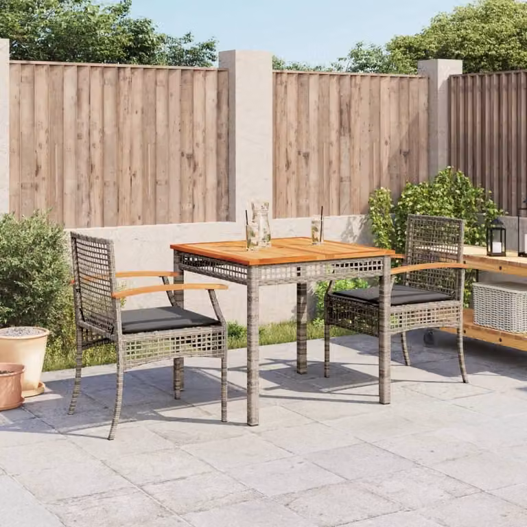 Maison Exclusive - Set da Pranzo da Giardino 3 pz con Cuscini in Polyrattan Grigio